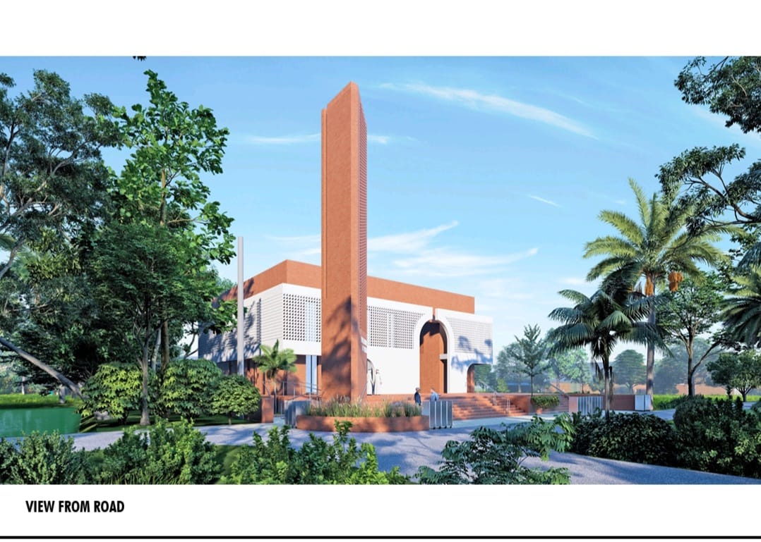 Mosque render: View From Road