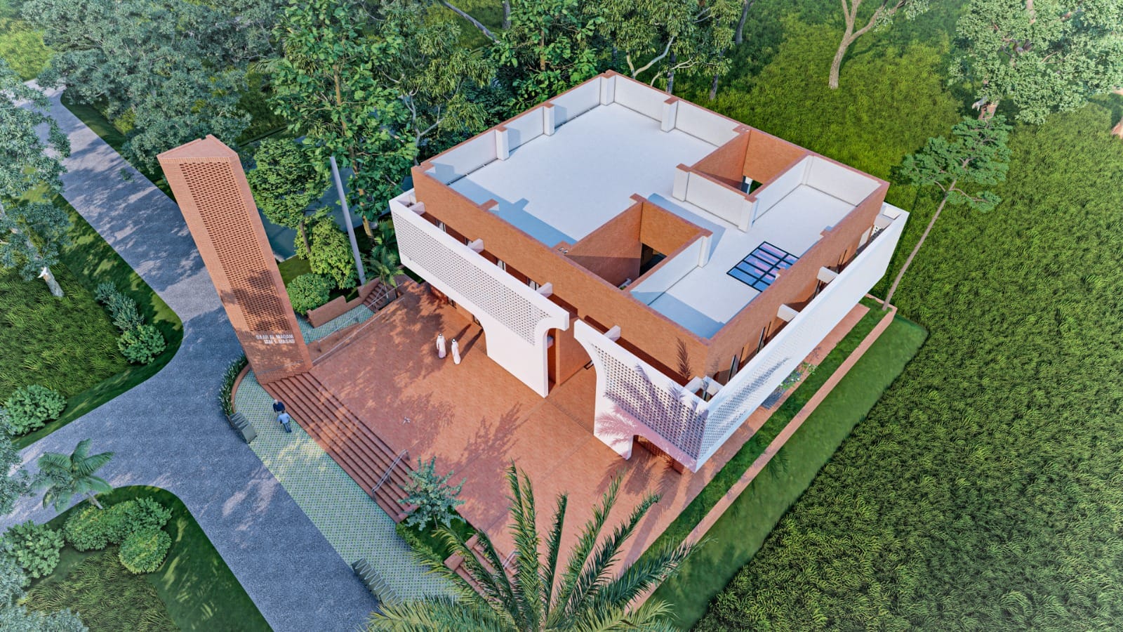 Mosque render: aerial view